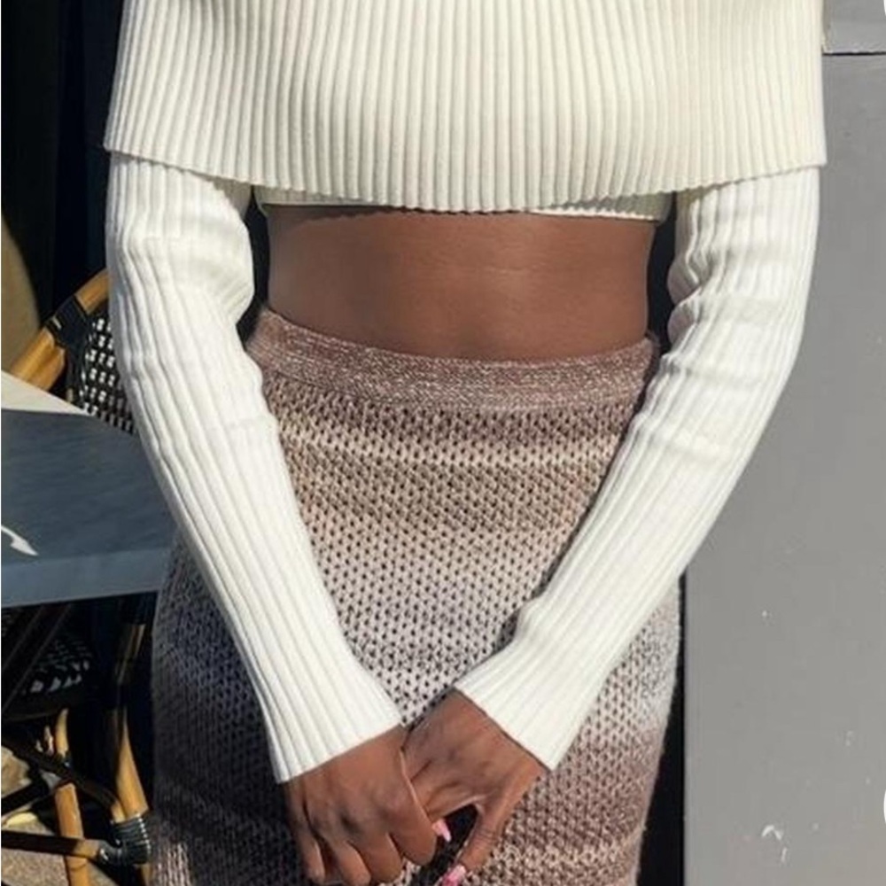 Edikted Cream Off-the-Shoulder Sweater